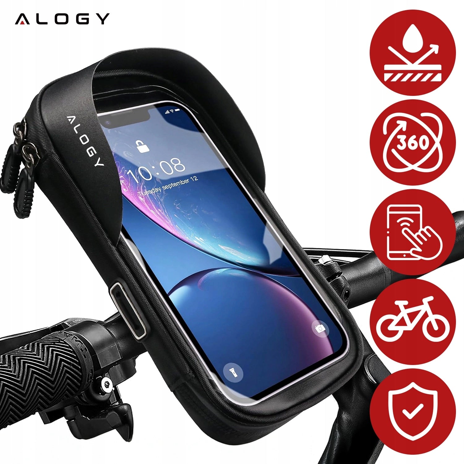BICYCLE POUCH WATERPROOF PHONE CASE STURDY HANDLEBAR BAG Kind front