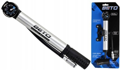 BICYCLE PUMP ALU PRESSURE GAUGE CHMP-003AG HOSE BETO Brand Beto
