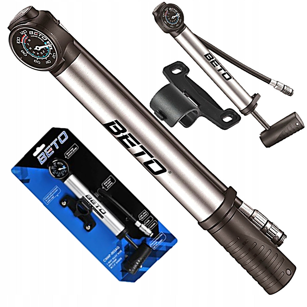 BICYCLE PUMP ALU PRESSURE GAUGE CHMP-003AG HOSE BETO