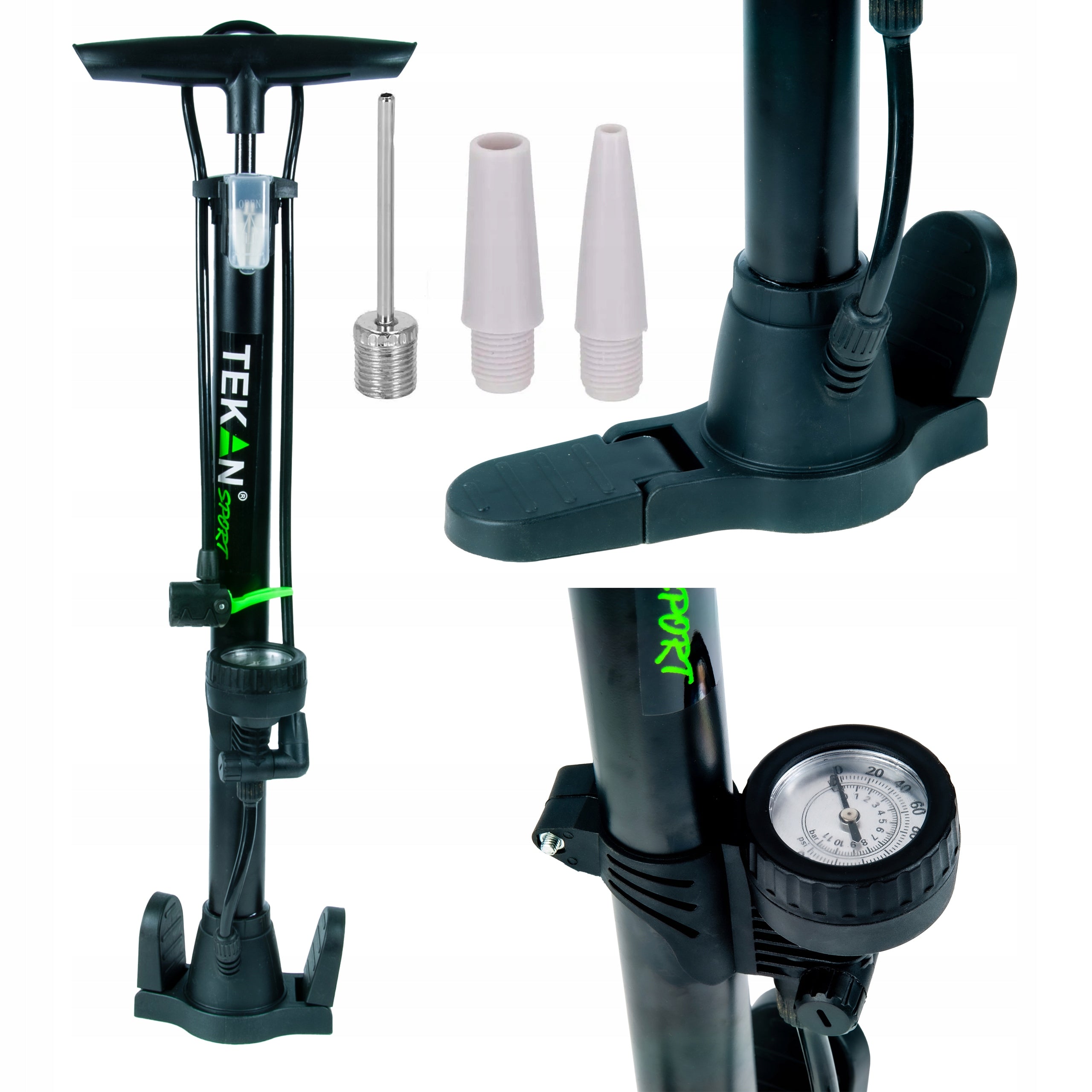 BICYCLE PUMP HAND FLOOR FOOT PRESSURE GAUGE FOR BICYCLE MATTRESS BALL