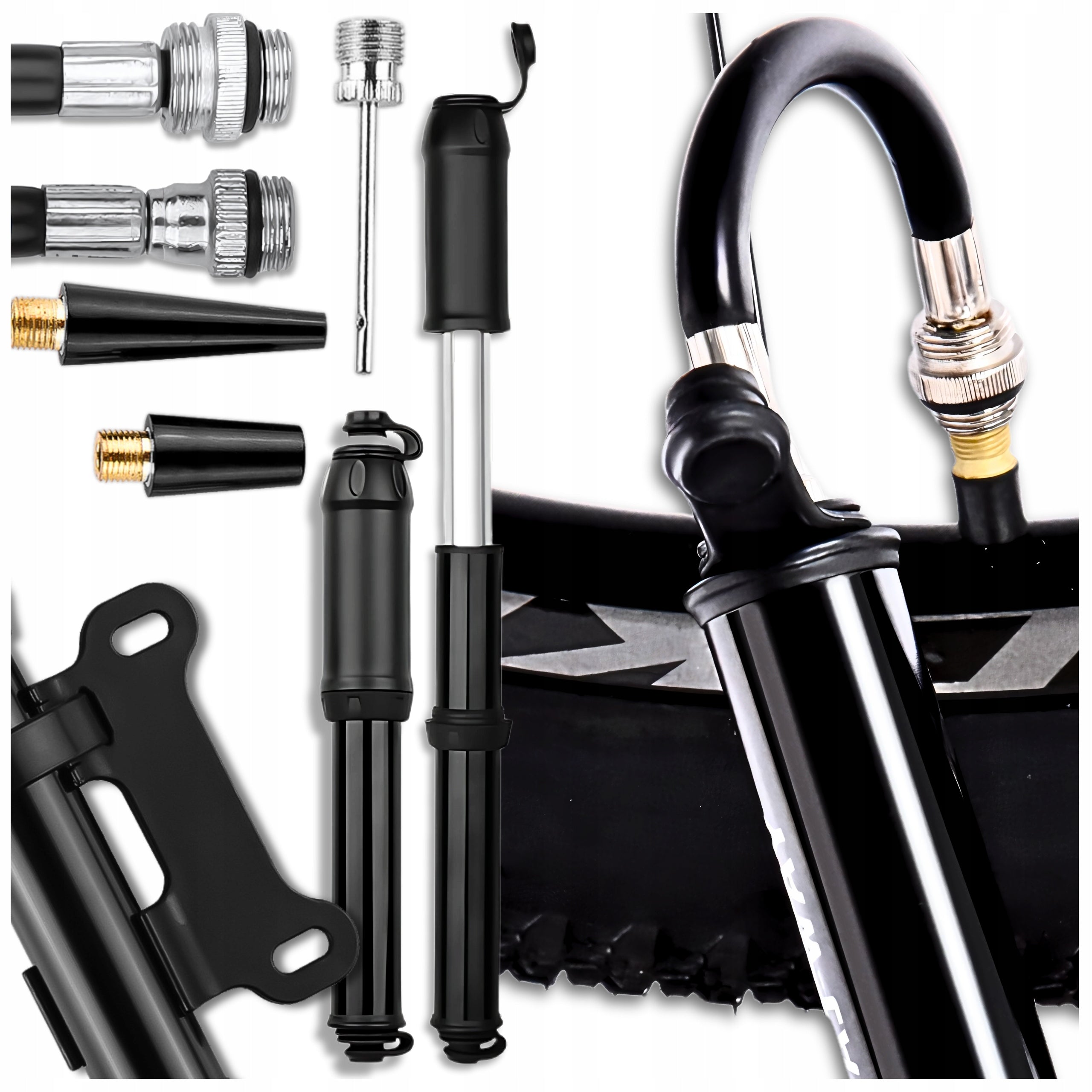 BICYCLE PUMP MANUAL MINI UNIVERSAL PRESTA AUTO FOR WHEELS AND BALLS MATTRESSES