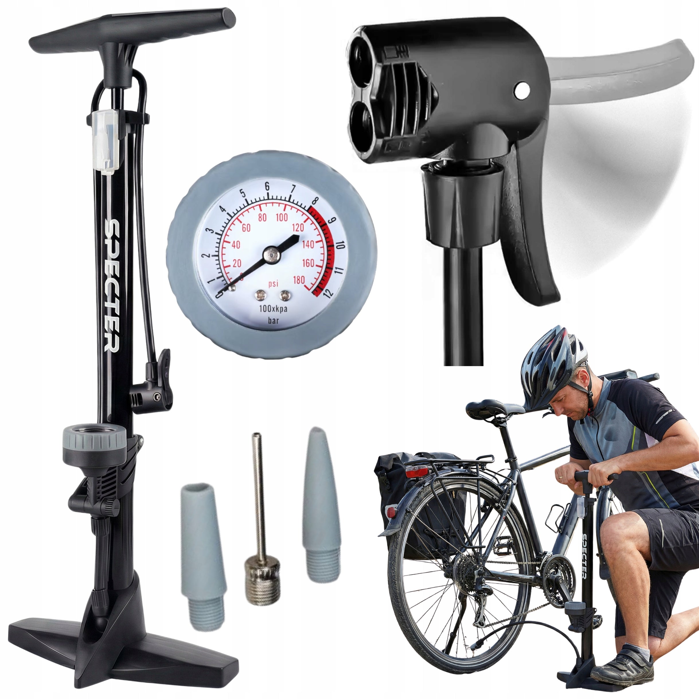 BICYCLE PUMP WITH MANUAL PRESSURE GAUGE FOR CAR BIKE BALL