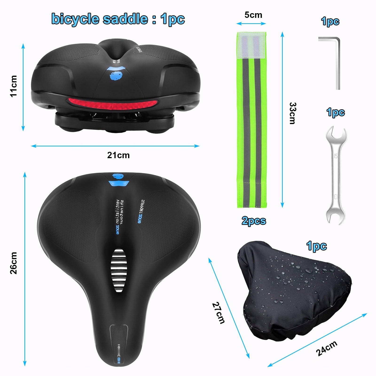 BICYCLE SADDLE COMFORTABLE GEL WOMEN'S MEN'S SADDLE LARGE VENTILATION Brand no brand