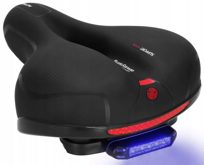 BICYCLE SADDLE SOFT ANTI-SHOCK VENTILATION USB LED LIGHT Packaging status original