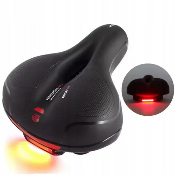BICYCLE SADDLE SOFT with lamp saddle anti-shock VENTILATION LED USB Color black