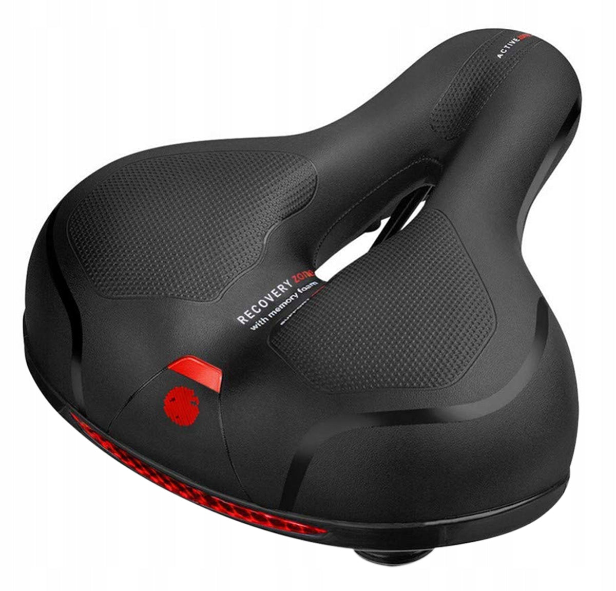 BICYCLE SADDLE WITH LED LIGHT COMFORTABLE CUSHIONED SPRING BLACK Brand Aptel