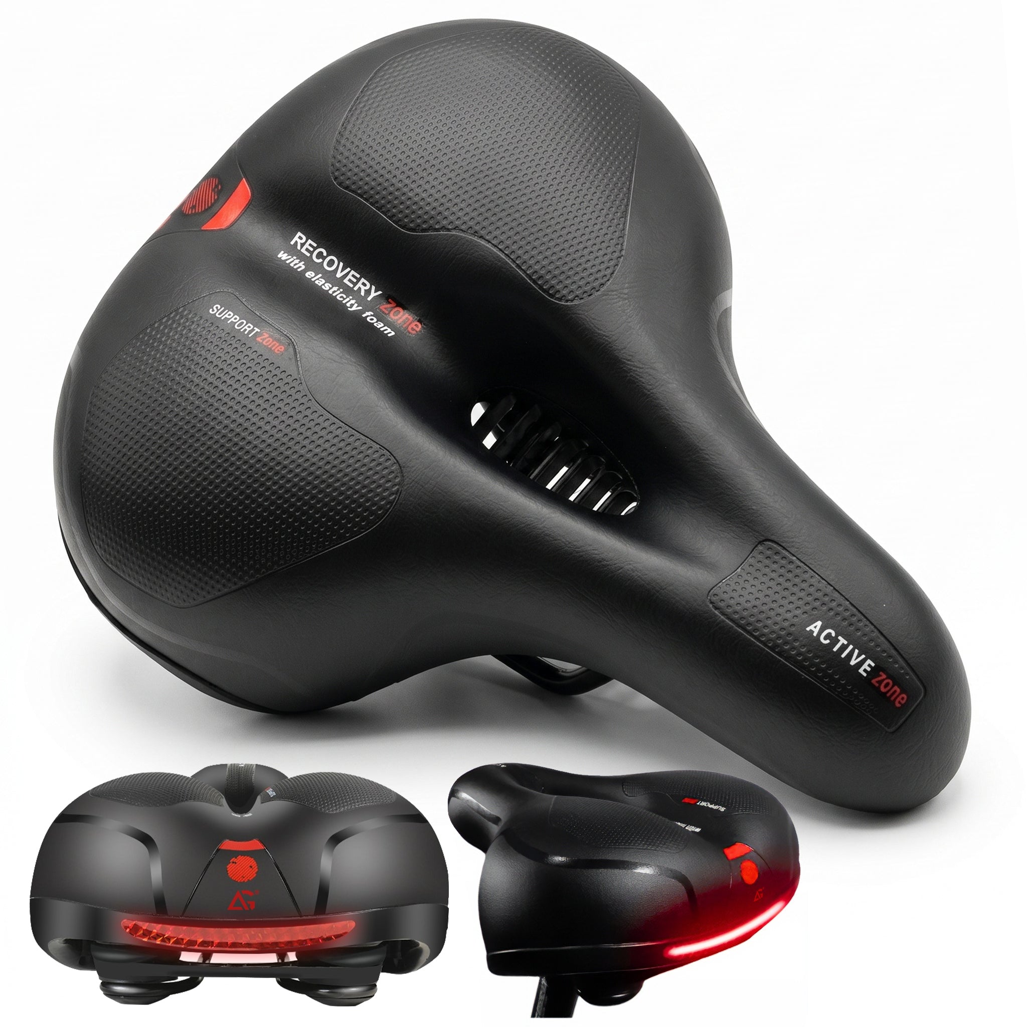 BICYCLE SADDLE WITH REFLECTOR WIDE SADDLE CUSHIONING HOLE 3D COMFORTABLE