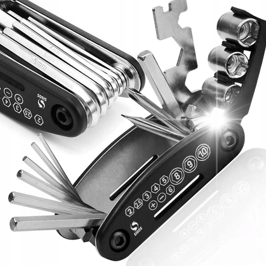 BICYCLE SET MULTIFUNCTIONAL FOR FRAME MULTITOOL PATCHES PUMP KEYS Brand Aptel