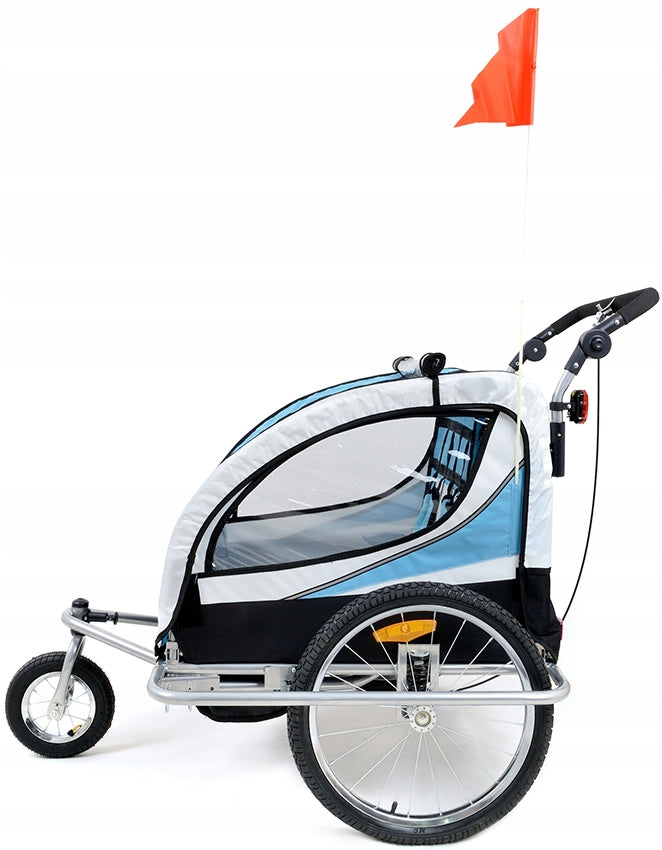 BICYCLE TRAILER FOR CHILDREN 2 PERSONS WITH SHOCK ABSORPTION 3in1+LED LIGHTING Brand Funfit Kids
