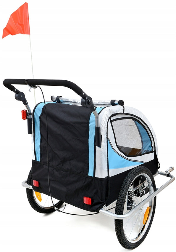 BICYCLE TRAILER FOR CHILDREN 2 PERSONS WITH SHOCK ABSORPTION 3in1+LED LIGHTING Manufacturer code 3062