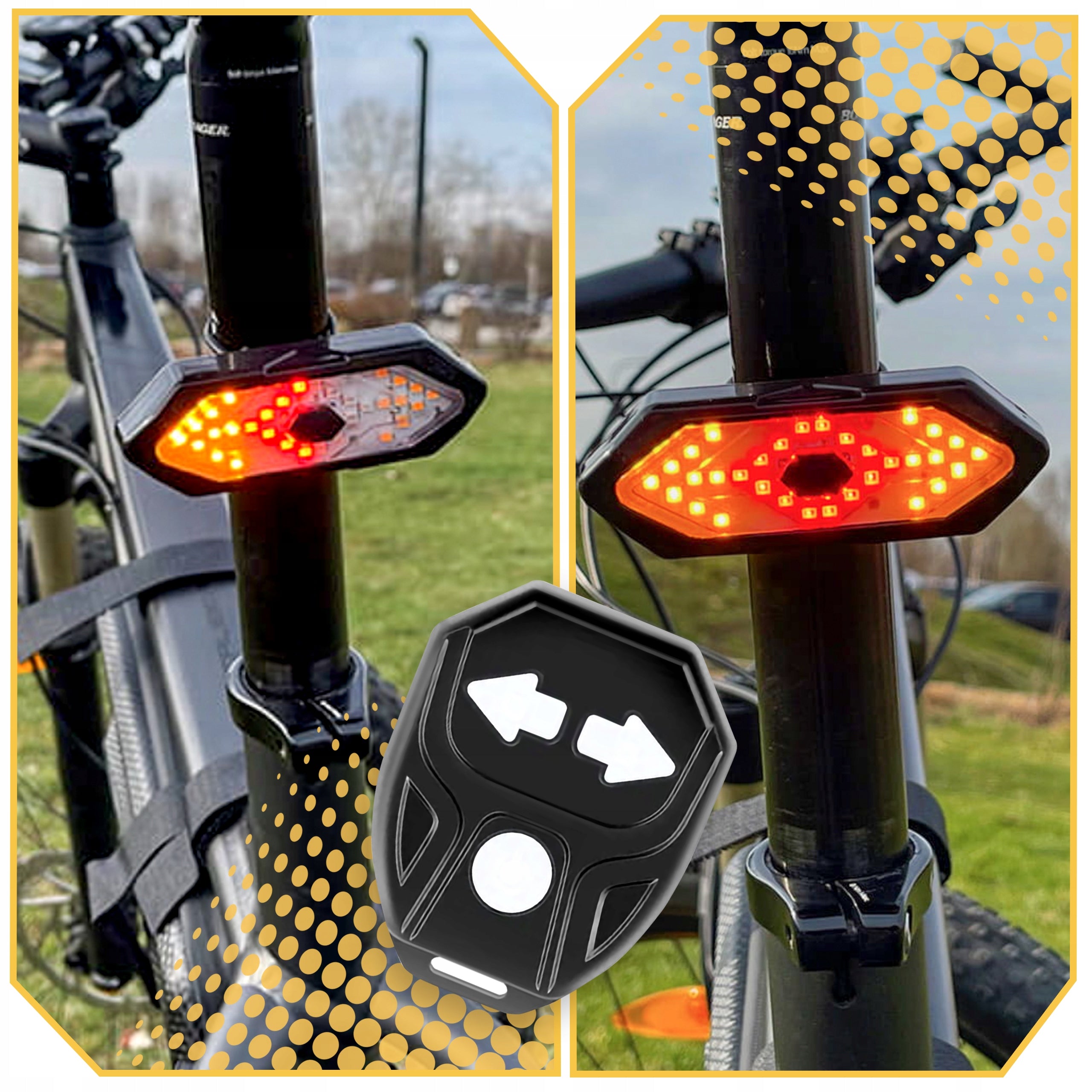 BICYCLE TURN SIGNALS SIGNALING REAR LED REMOTE CONTROL LIGHTING BLINKER BIKE Brand Lewer