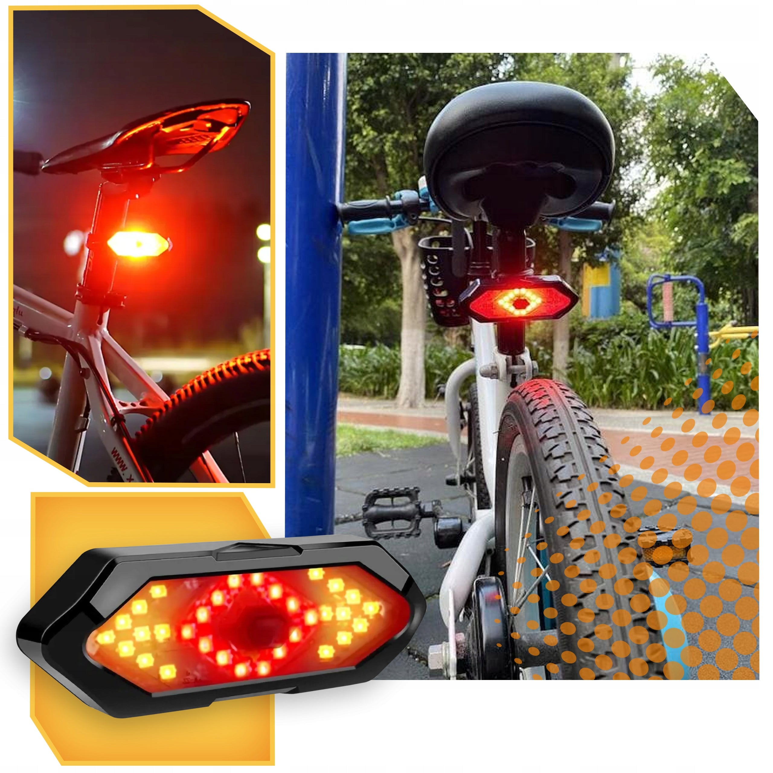 BICYCLE TURN SIGNALS SIGNALING REAR LED REMOTE CONTROL LIGHTING BLINKER BIKE Kind on the trunk