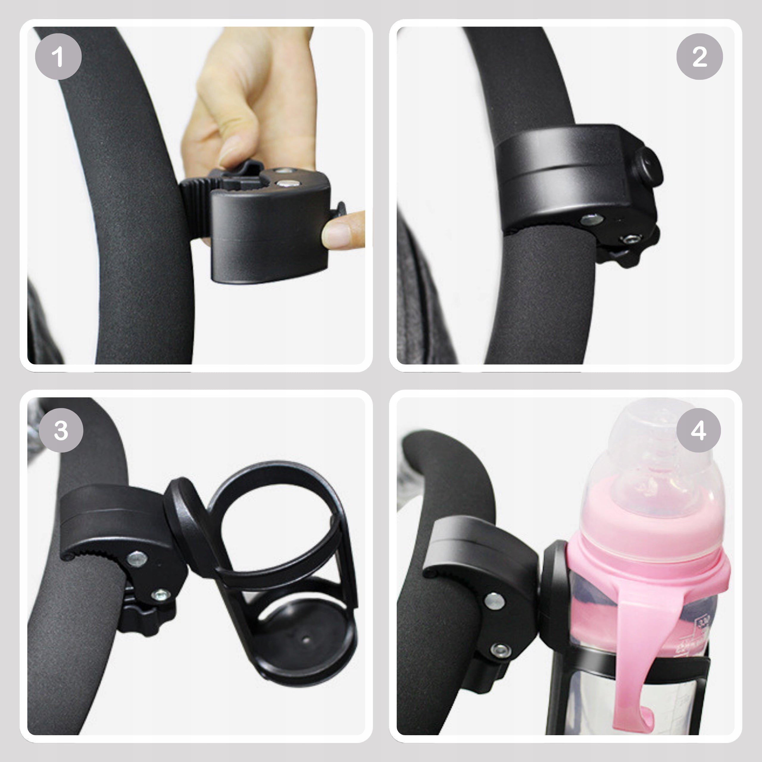 BICYCLE WATER BOTTLE HOLDER FOR 360 DEGREE XL CUP BOTTLE HANDLEBAR STROLLER For multipurpose