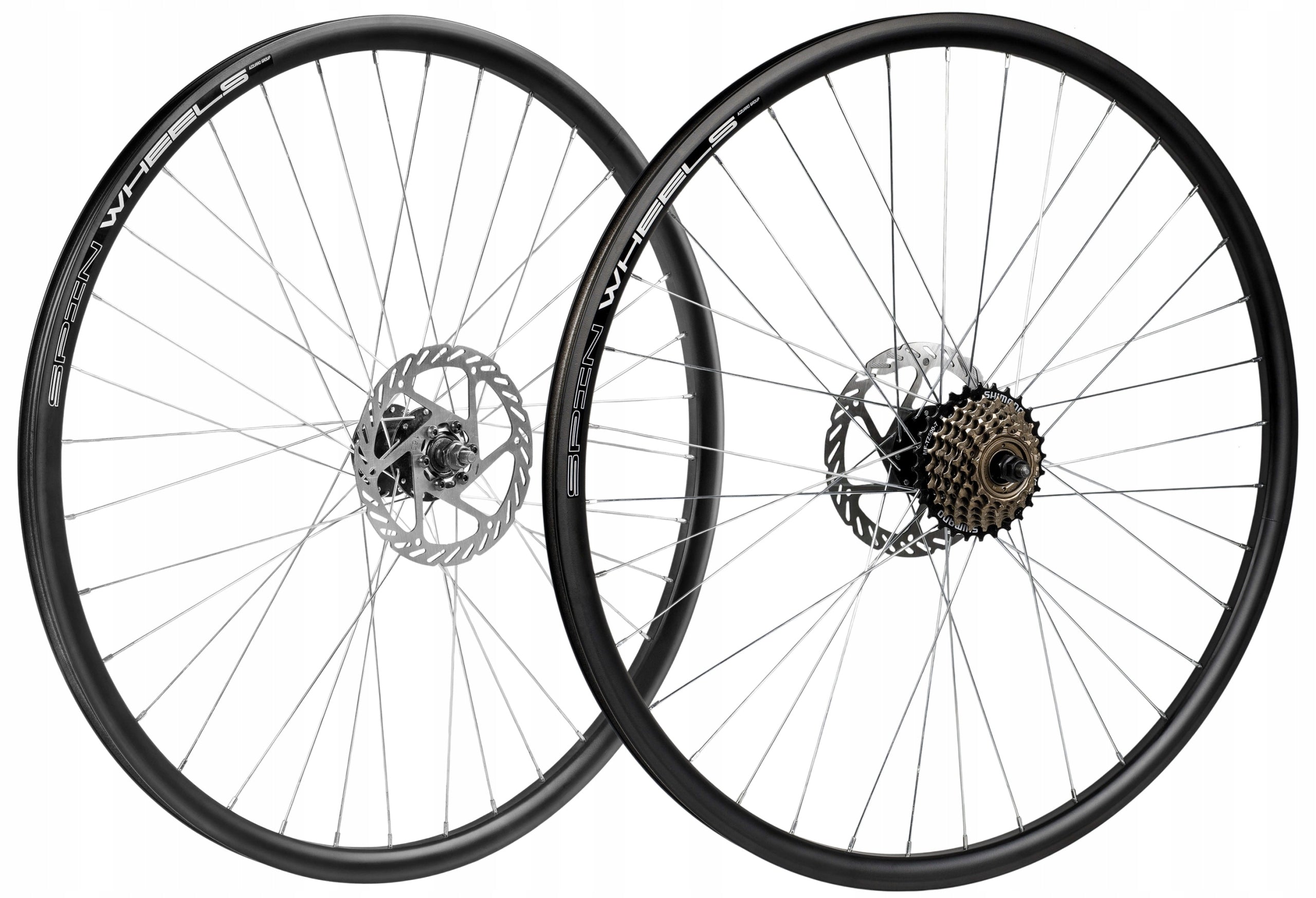 BICYCLE WHEEL 26 INCHES FRONT + REAR FREEWHEEL 7 ROWS DISC SET