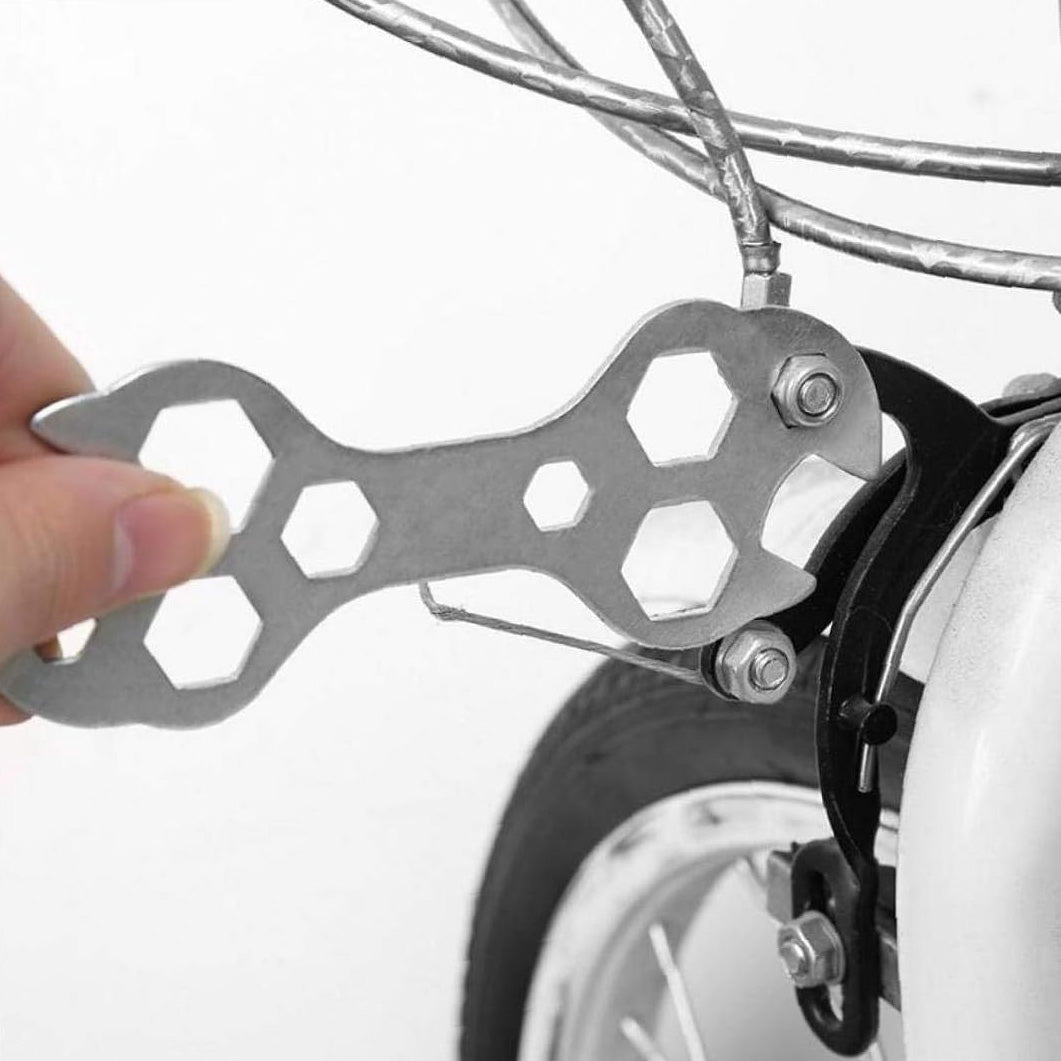 BICYCLE WRENCH FLAT MULTIFUNCTIONAL UNIVERSAL 10 IN 1 BIKE WRENCH Manufacturer code KL01 KLUCZ ROWEROWY WIELOFUNKCYJNY