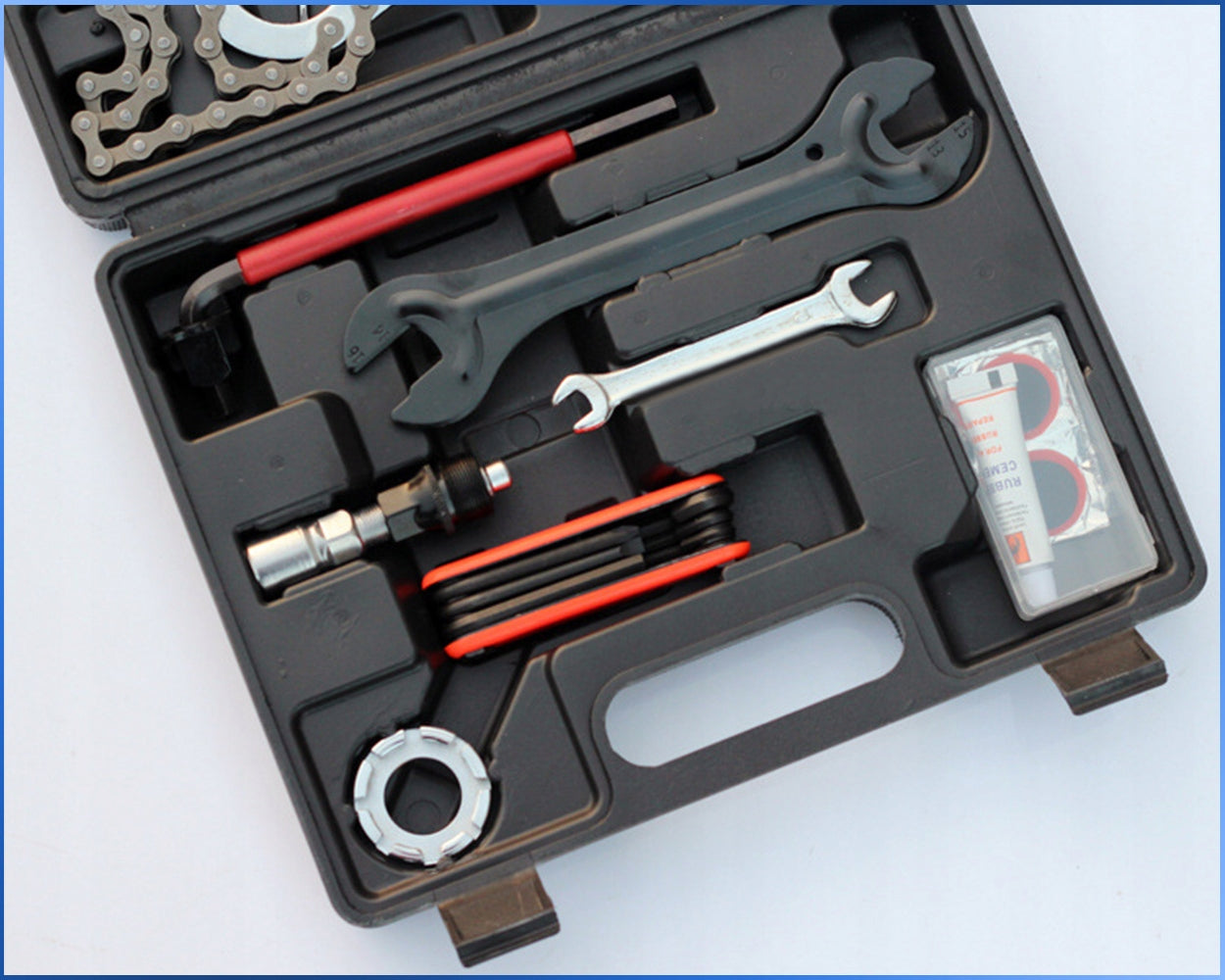 BICYCLE WRENCHES 17in1 LARGE SERVICE KIT SUITCASE TOOLS Model Narzędzia do roweru 17 el.