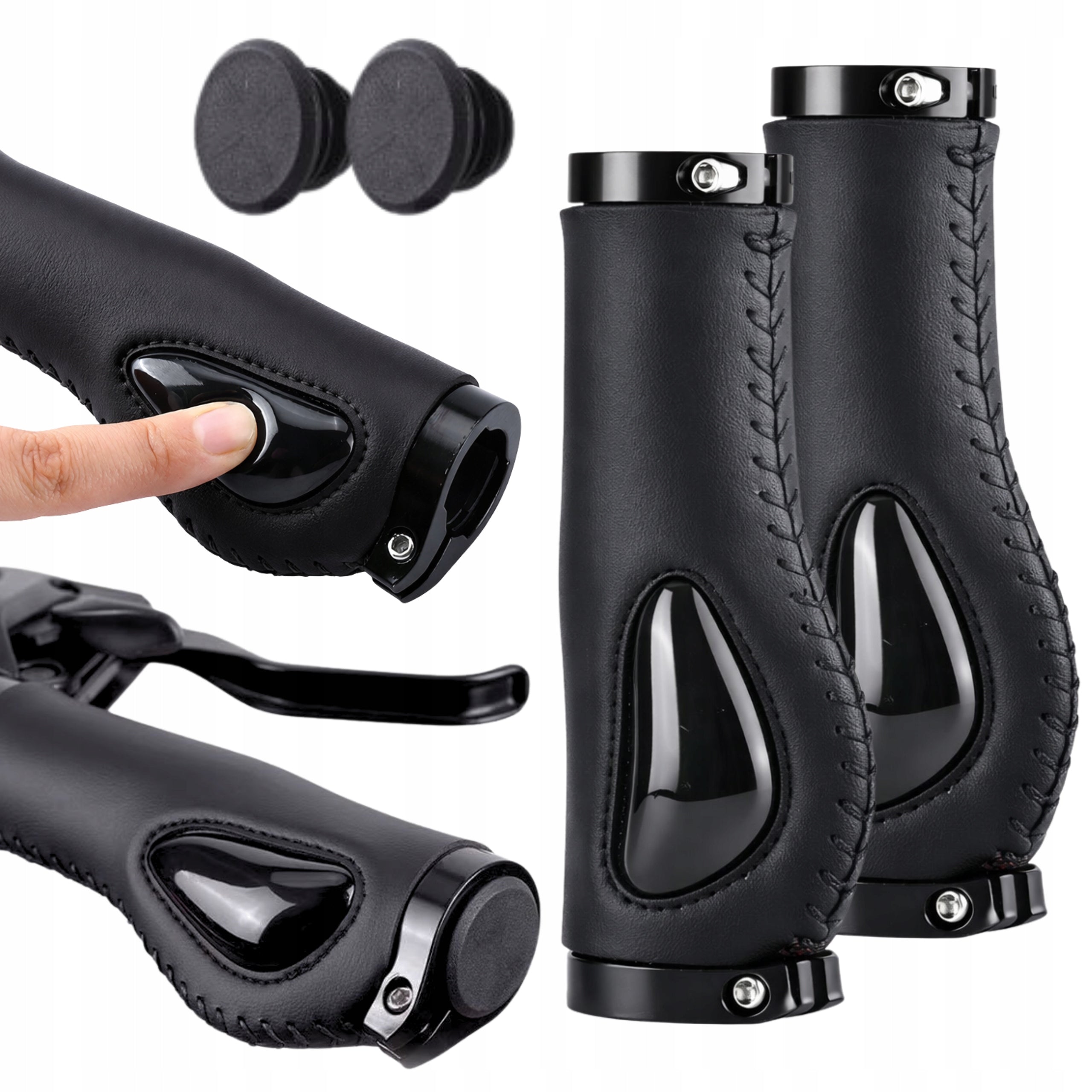 BIKE GRIPS FOR HANDLEBARS SHOCK-ABSORBING SOFT GRIPS BLACK