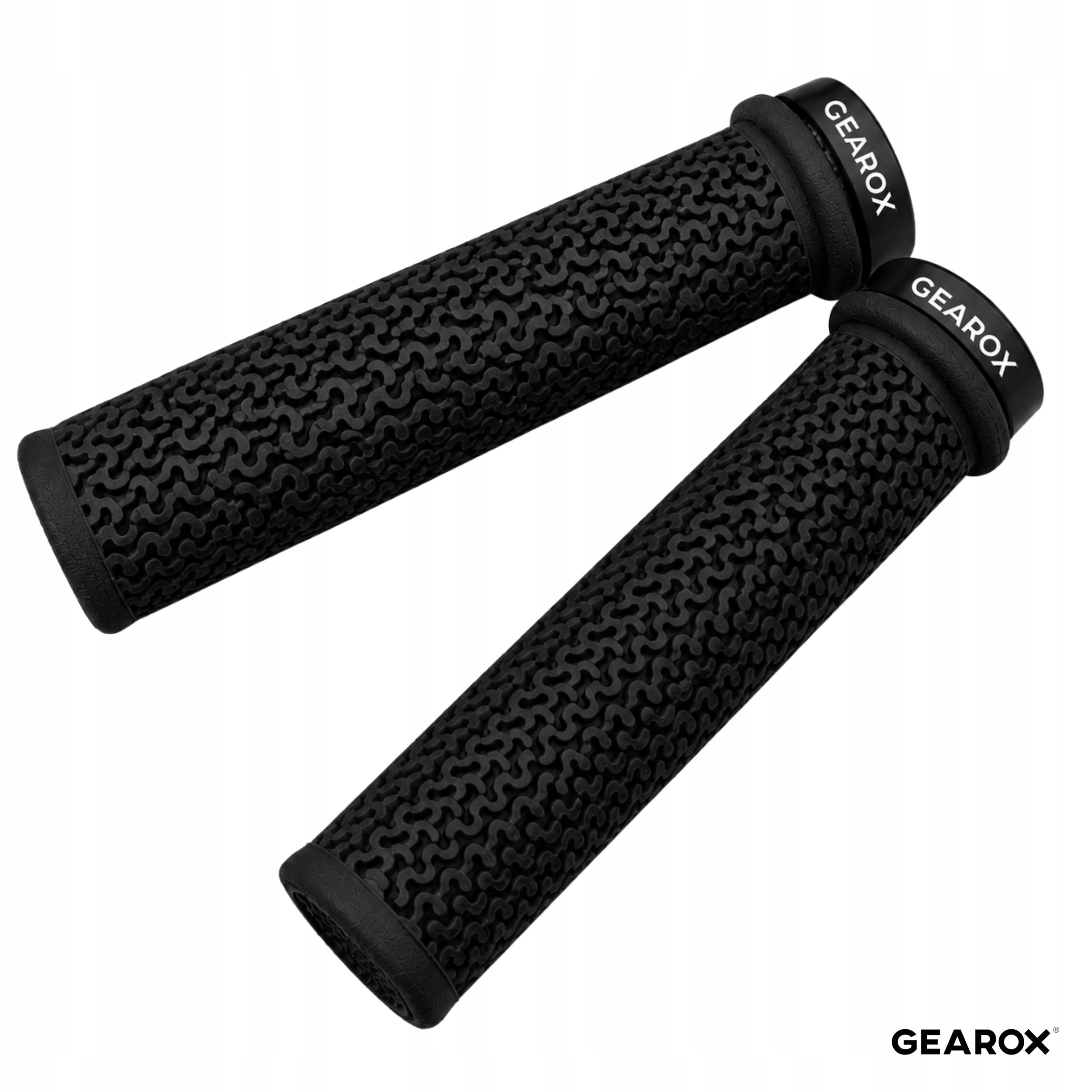 BIKE GRIPS TWISTED HANDLE GRIPS FOR MTB BIKE HANDLEBAR 2PCS BLACK Manufacturer code Gearox RĄCZKI DO ROWERU UCHWYTY GUMOWE