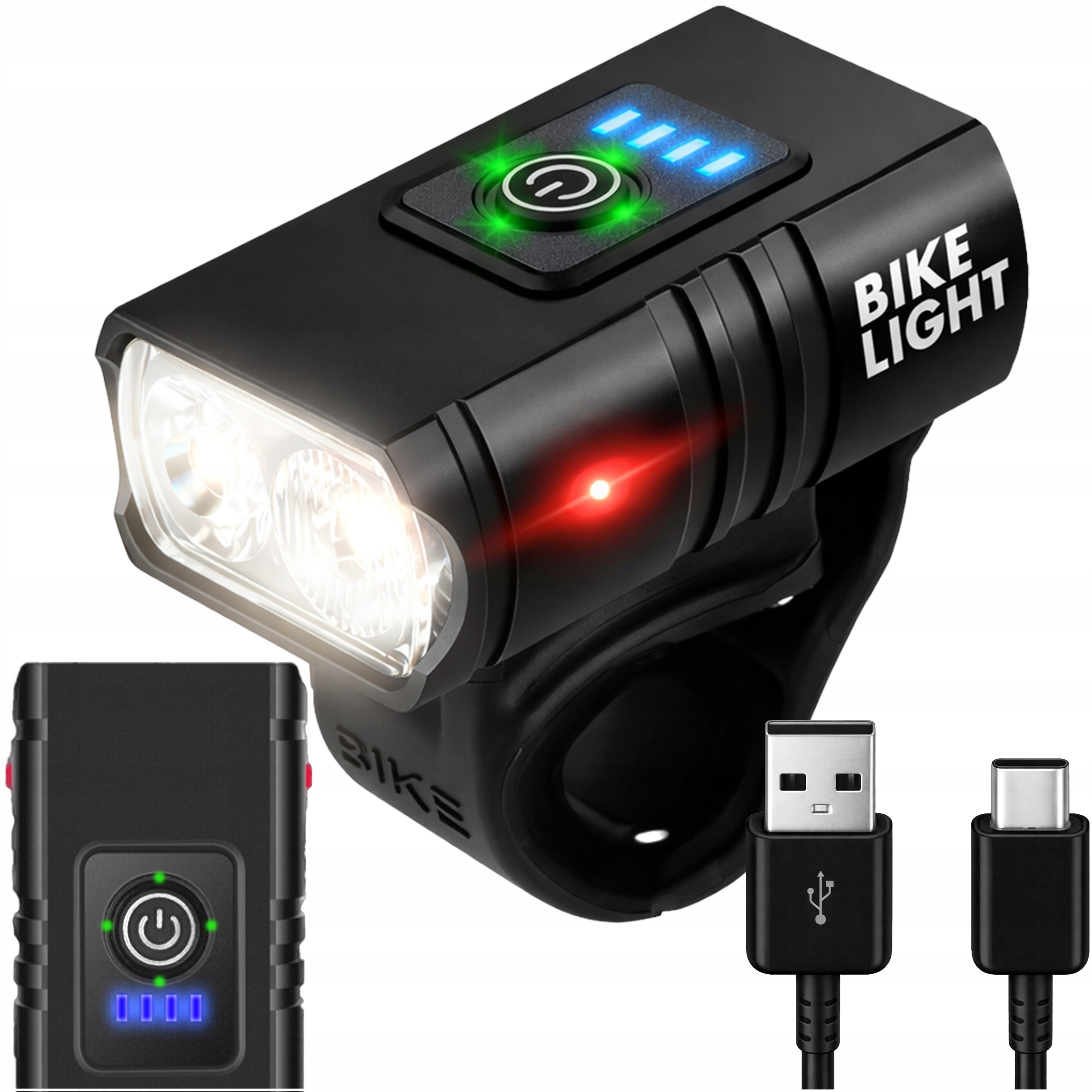 BIKE LIGHT 1000 LUMENS 1500 mAH FRONT USB TYPE C WATERPROOF STRONG