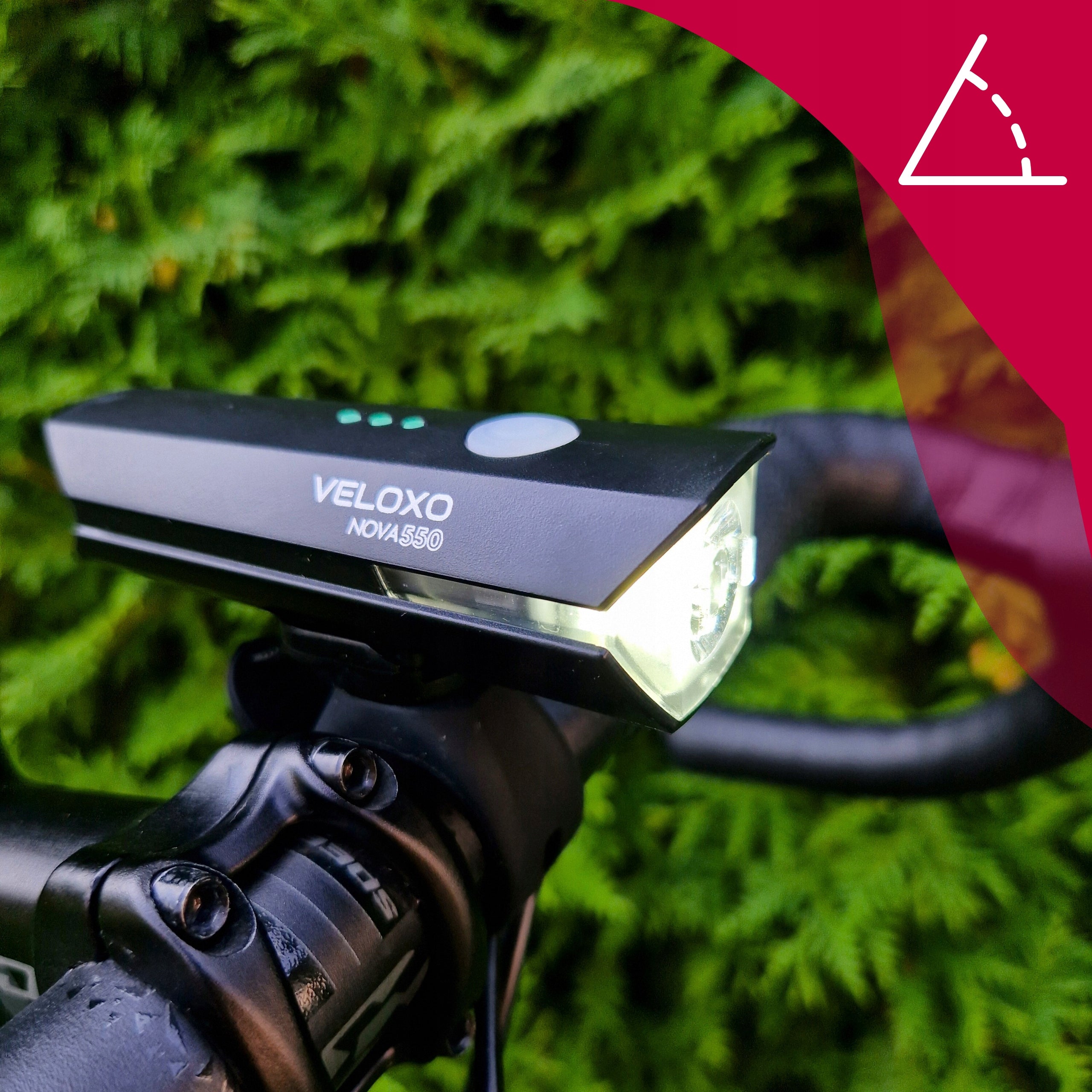 BIKE LIGHT 550LM LED front and rear POWERFUL VELOXO Nova USB RECHARGEABLE Color black