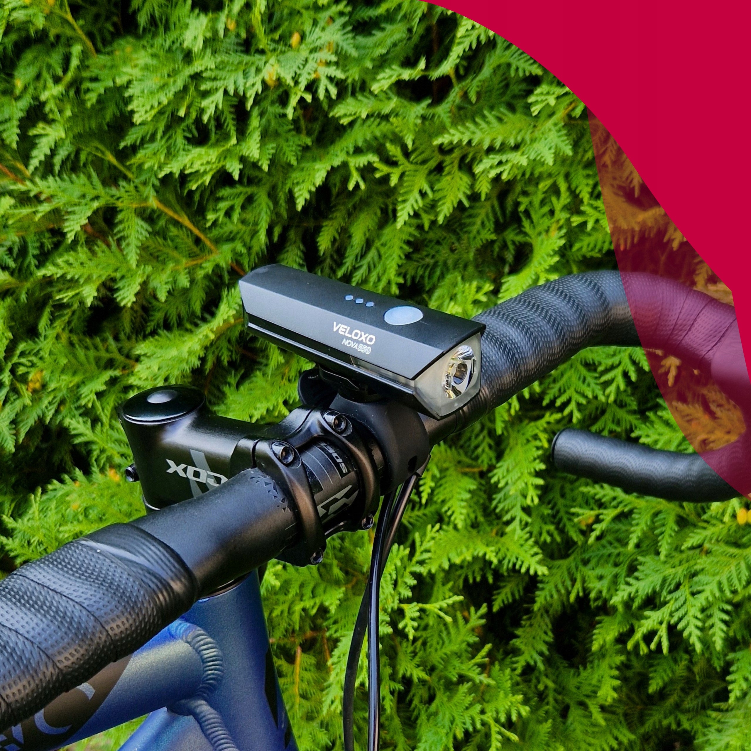 BIKE LIGHT 550LM LED front and rear POWERFUL VELOXO Nova USB RECHARGEABLE Manufacturer code 5905413651526 Mocne lampki rowerowe na USB
