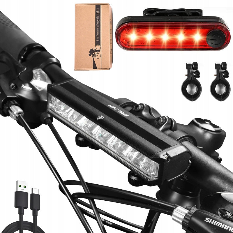 BIKE LIGHT FRONT REAR SET FOR LED BIKE USB 1400 LUMENS 4000 mAh