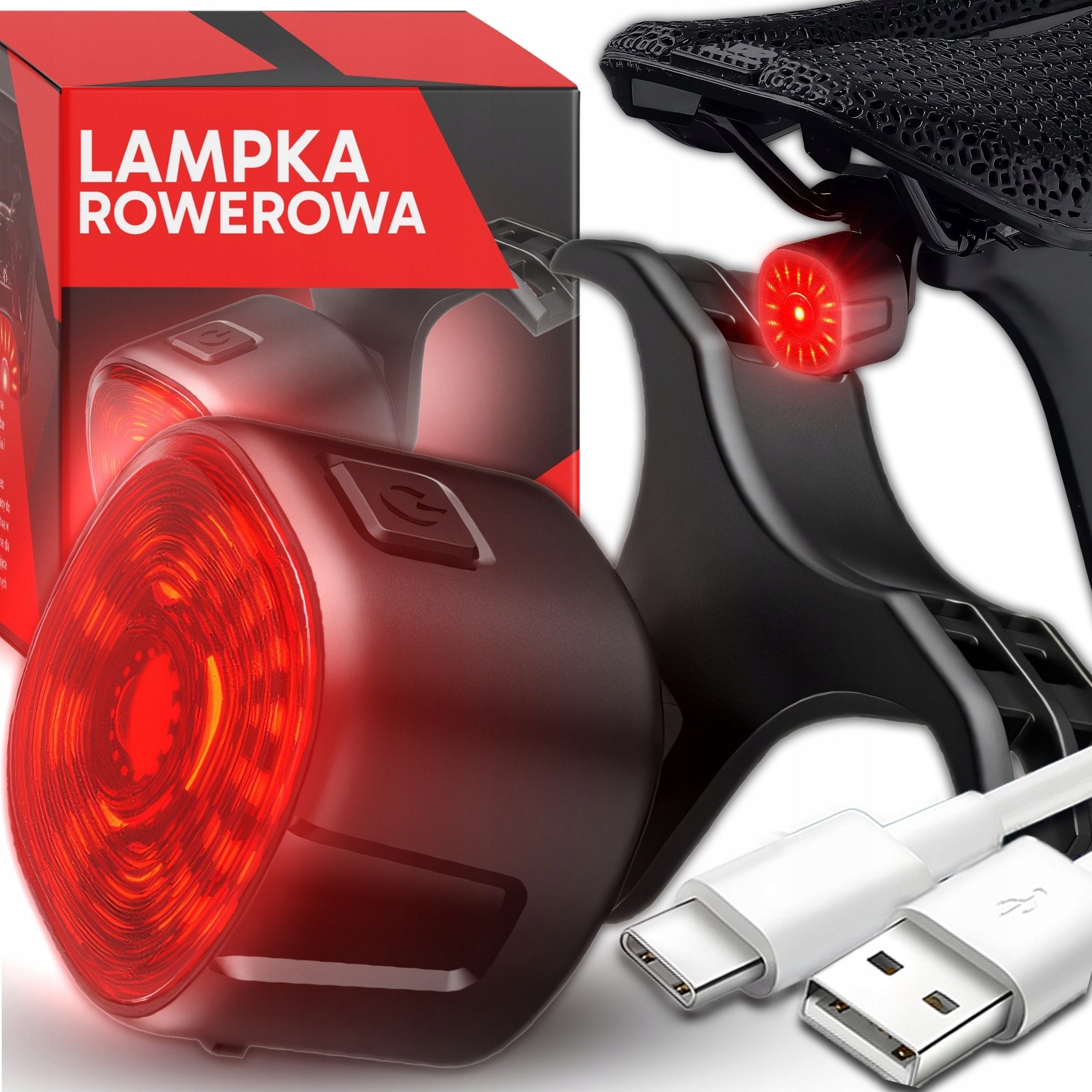 BIKE LIGHT REAR RED 250mAh USB-C WATERPROOF LIGHTING STRONG