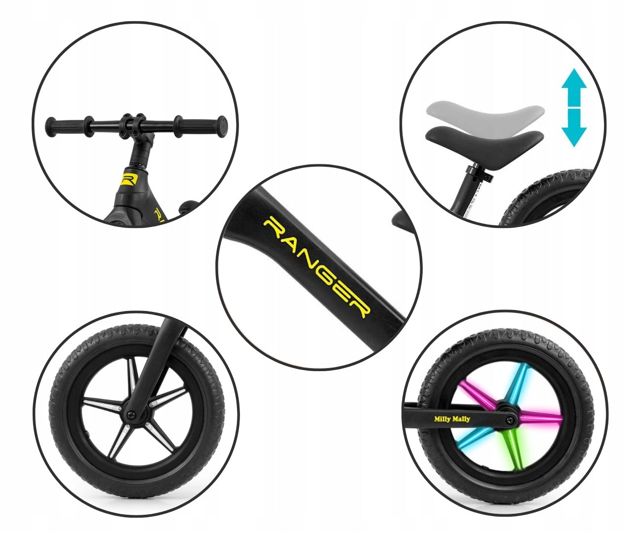 BIKE RANGER FLASH FOLDED BLACK RUNNING LIGHT GLOWING LED WHEELS Packaging status original
