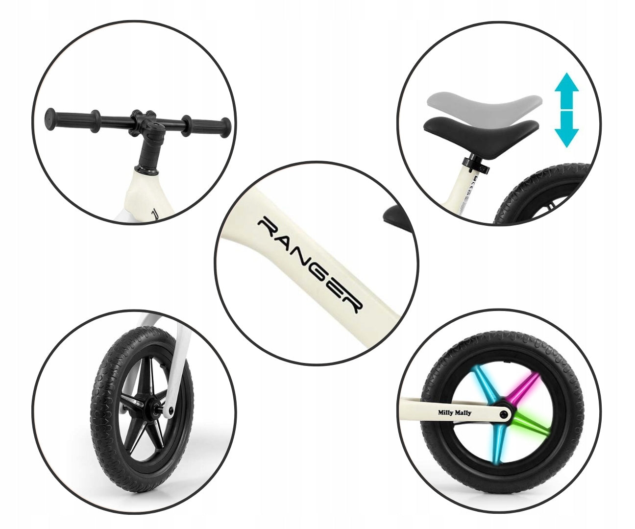 BIKE RANGER FLASH FOLDED WHITE RUNNING LIGHT GLOWING LED WHEELS Brand Milly Mally