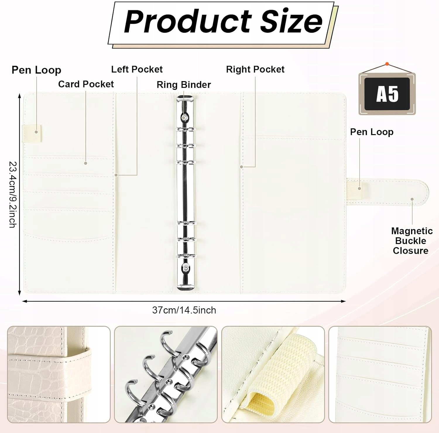 BINDER A5 WHITE 6 RING NOTEBOOK DIARY ORGANIZER BINDER Brand no brand
