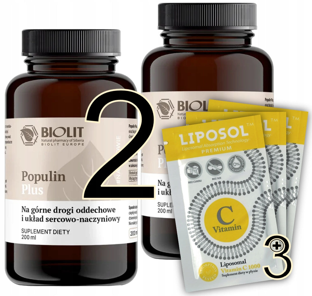 BIOLIT POPULIN PLUS - BREATHING PATHWAYS Taxifolin HEART | 2x 200ml + freebie