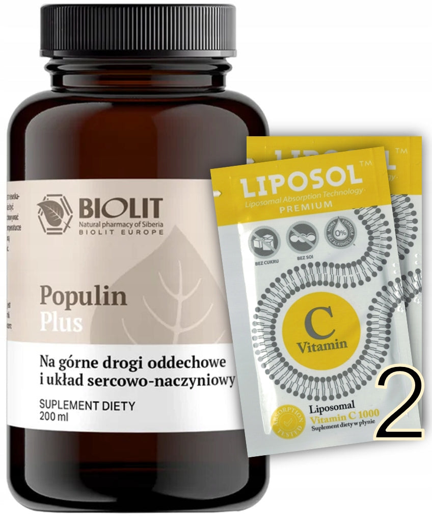 BIOLIT POPULIN PLUS upper RESPIRATORY TRACT Taxifolin HEART | 200ml + freebie