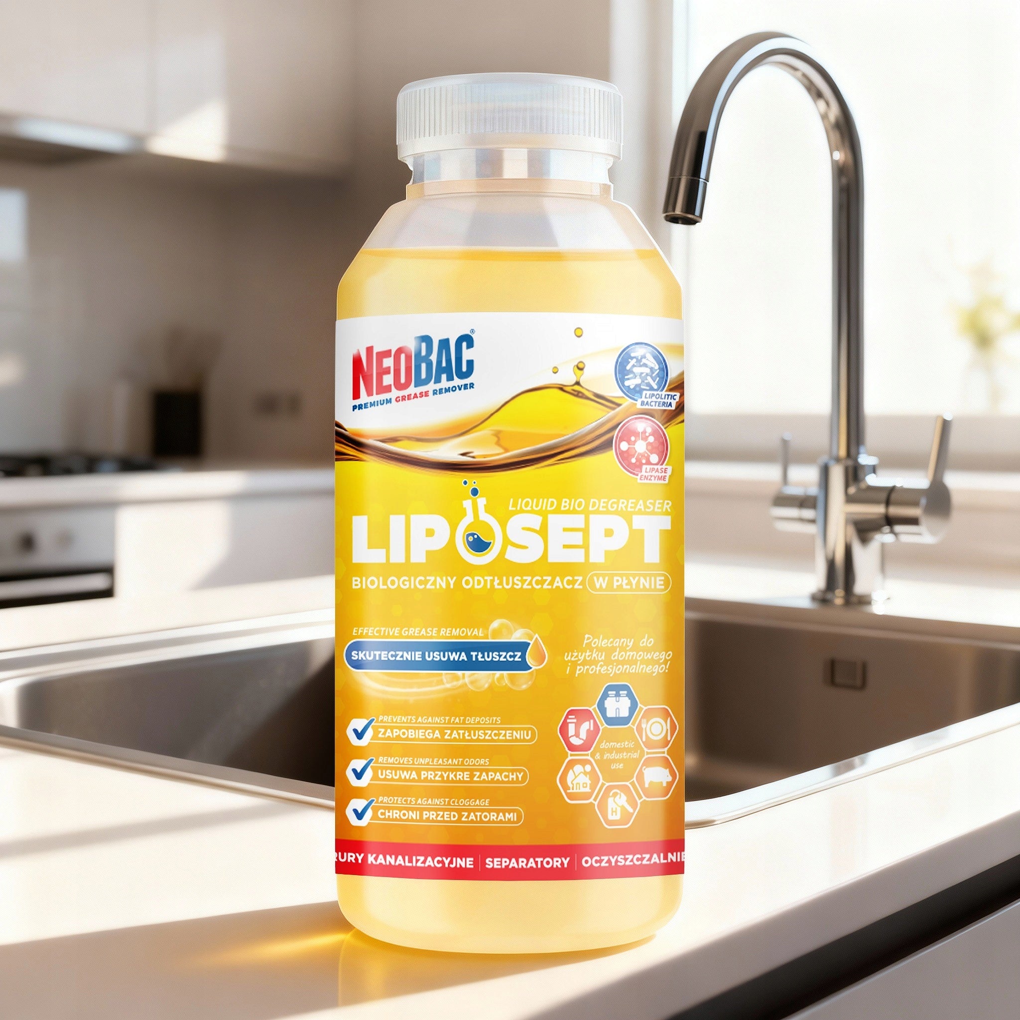 BIOLOGICAL degreaser liquid LIPAZA NeoBac LIPOSEPT removes FAT 0,5L Manufacturer NeoBac