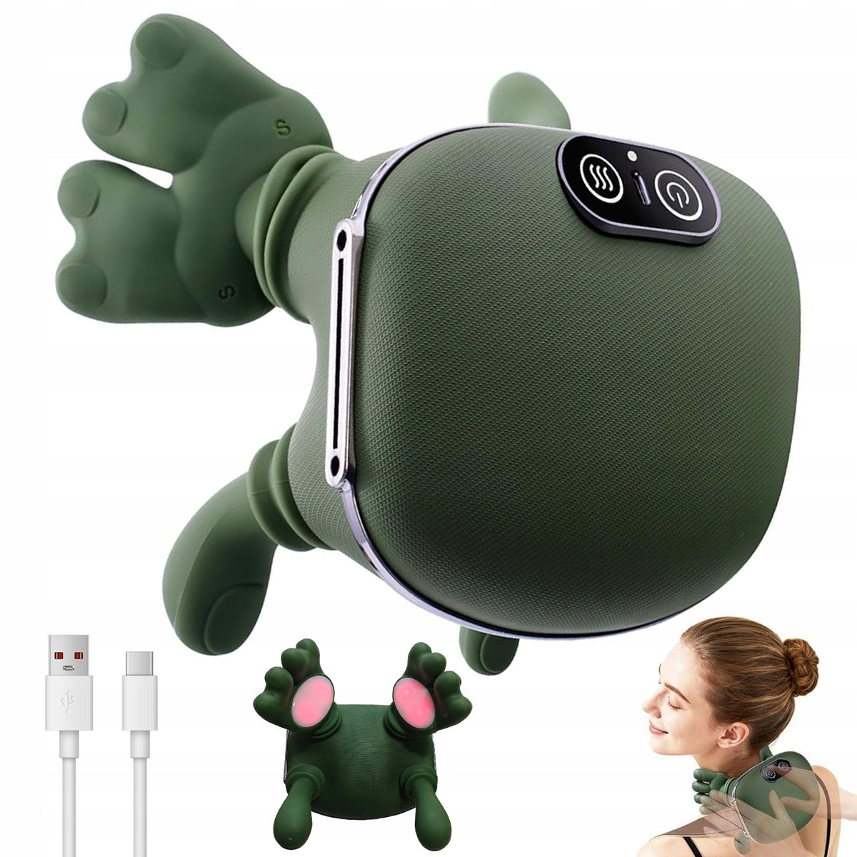 BIONIC NECK MASSAGER BACK CALF PAWS HEATED 10W GREEN