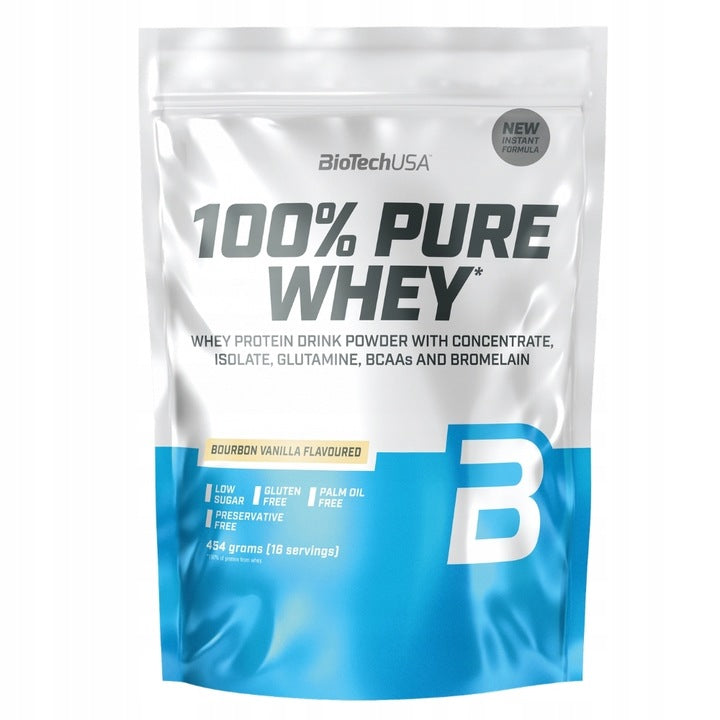 BIOTECH 100% PURE WHEY 454 g WHEY ISOLATE WPI WPC TRAINING MUSCLE MASS Expiration date at least six months from the date of purchase