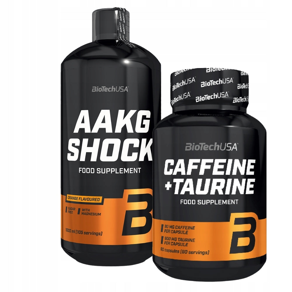 BIOTECH AAKG SHOCK 1000 ml + BIOTECH CAFEINE AND TAURINE 60 kaps– ENERGY Expiration date at least six months from the date of purchase