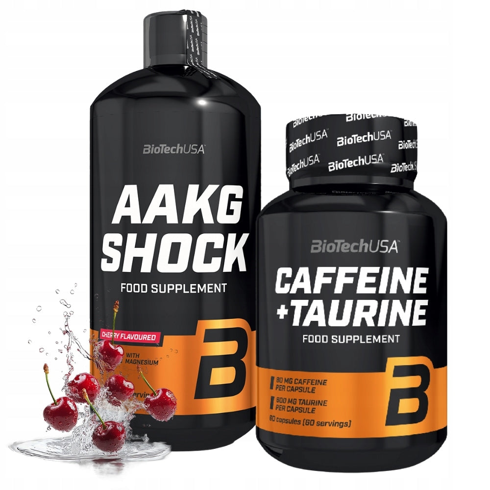 BIOTECH AAKG SHOCK 1000 ml + BIOTECH CAFEINE AND TAURINE 60 kaps– ENERGY