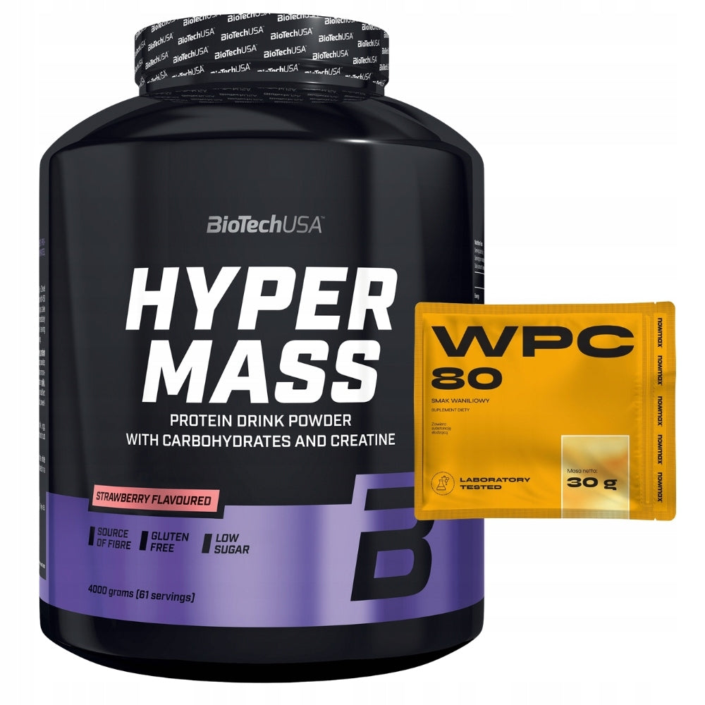 BIOTECH HYPER MASS 4000 g GAINER MASS PROTEIN CARBOHYDRATES + NOWmax WPC 30 g Expiration date at least six months from the date of purchase