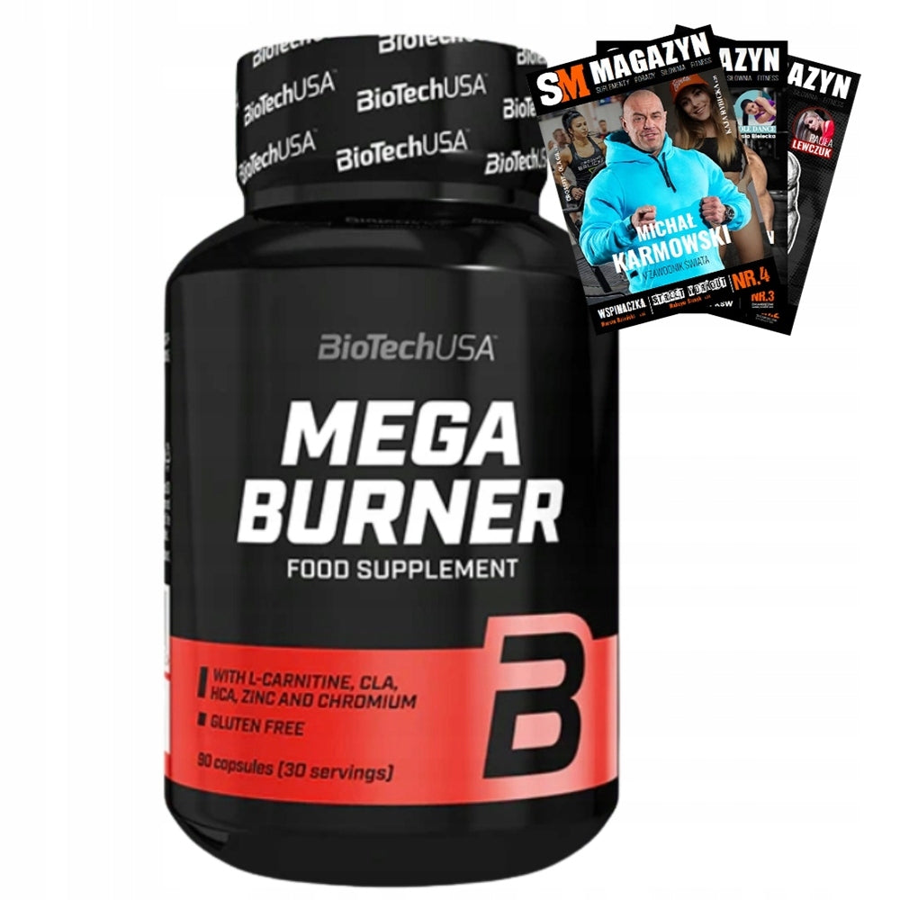 BIOTECH MEGA BURNER 90 kaps CARNITINE CLA DECAFFEINATED FORMULA +VITAMINS