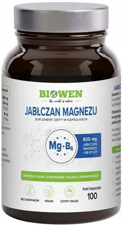 BIOWEN Magnesium malate 835 mg with vitamin B6 nervous system 100 capsules