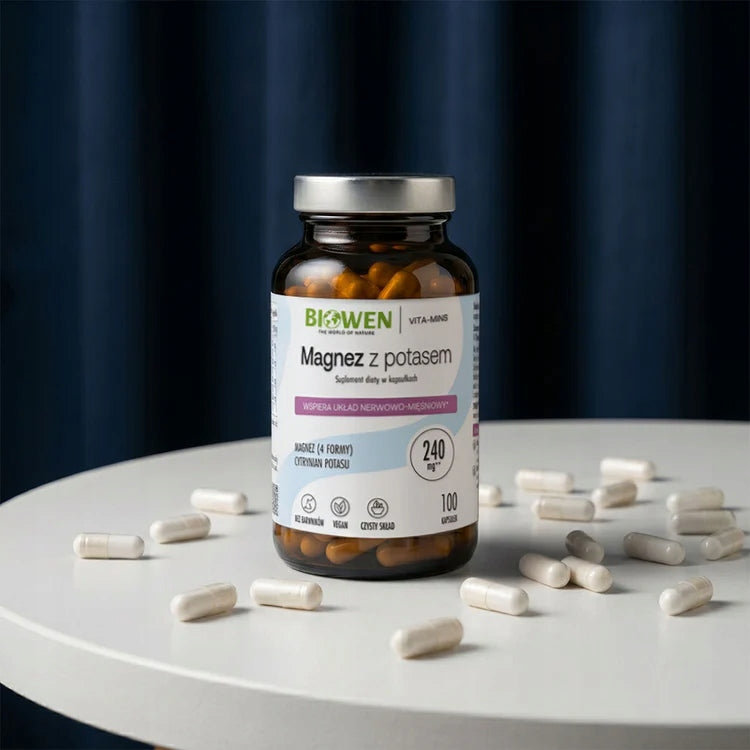 BIOWEN Magnesium with potassium 4 forms of magnesium MUSCLES CONTRACTIONS HEART NERVES 100caps Packaging status original