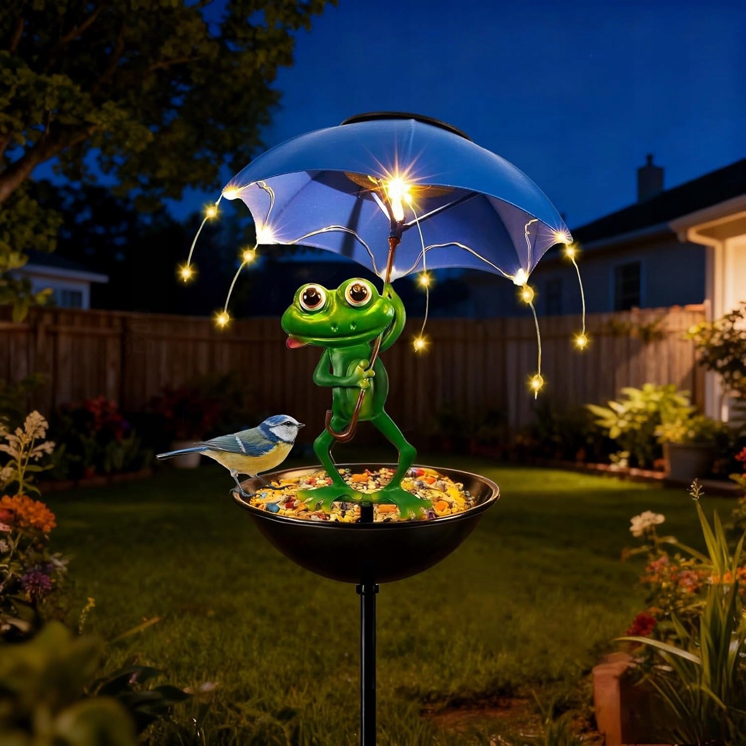 BIRD DRINKER FROG SOLAR UMBRELLA LED GARDEN LAMP TERRACE Manufacturer no brand