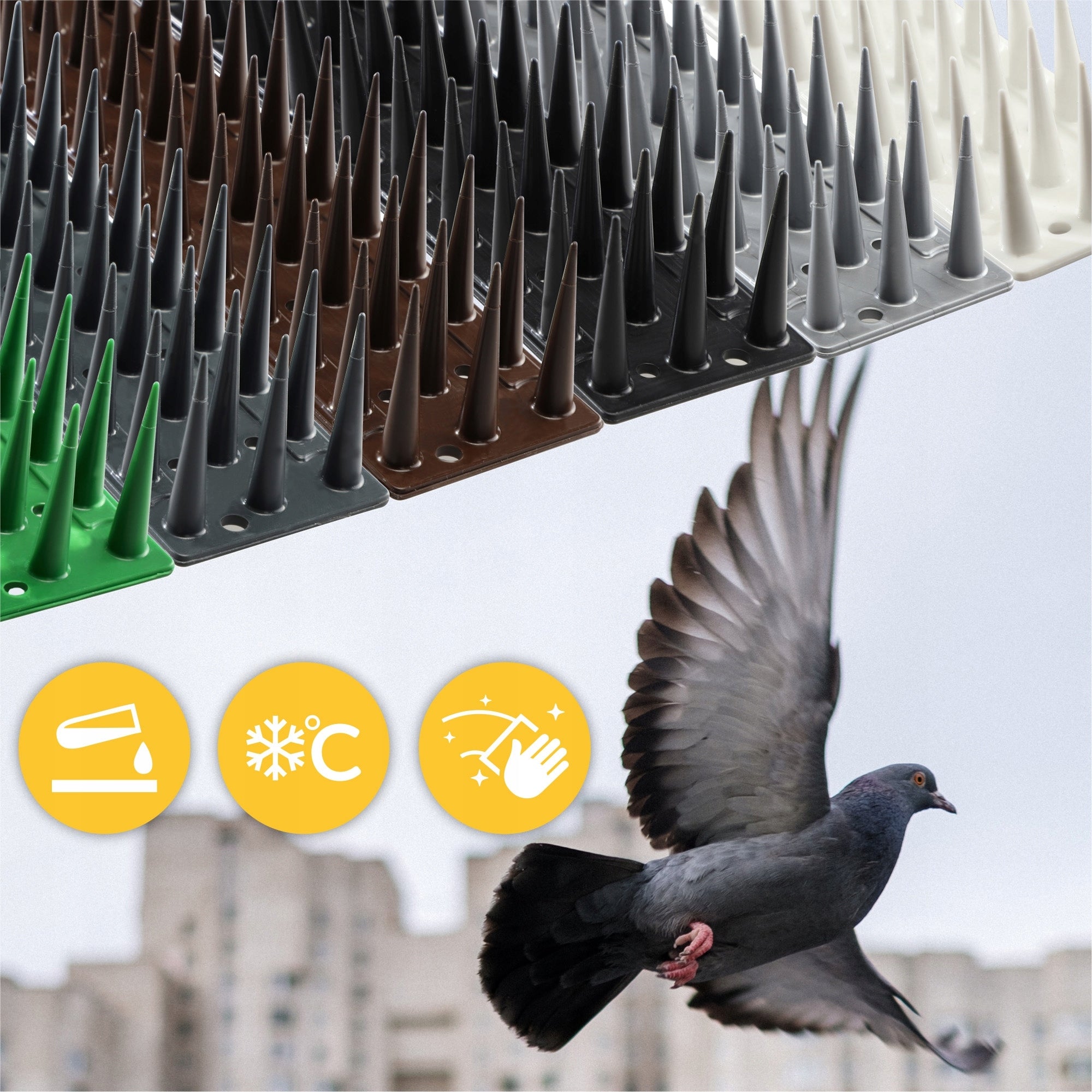 BIRD SPIKES PIGEONS AGAINST BIRDS 51 cm DENSE STRONG PLASTIC STRIP Product weight with unit packaging 0.08 kg