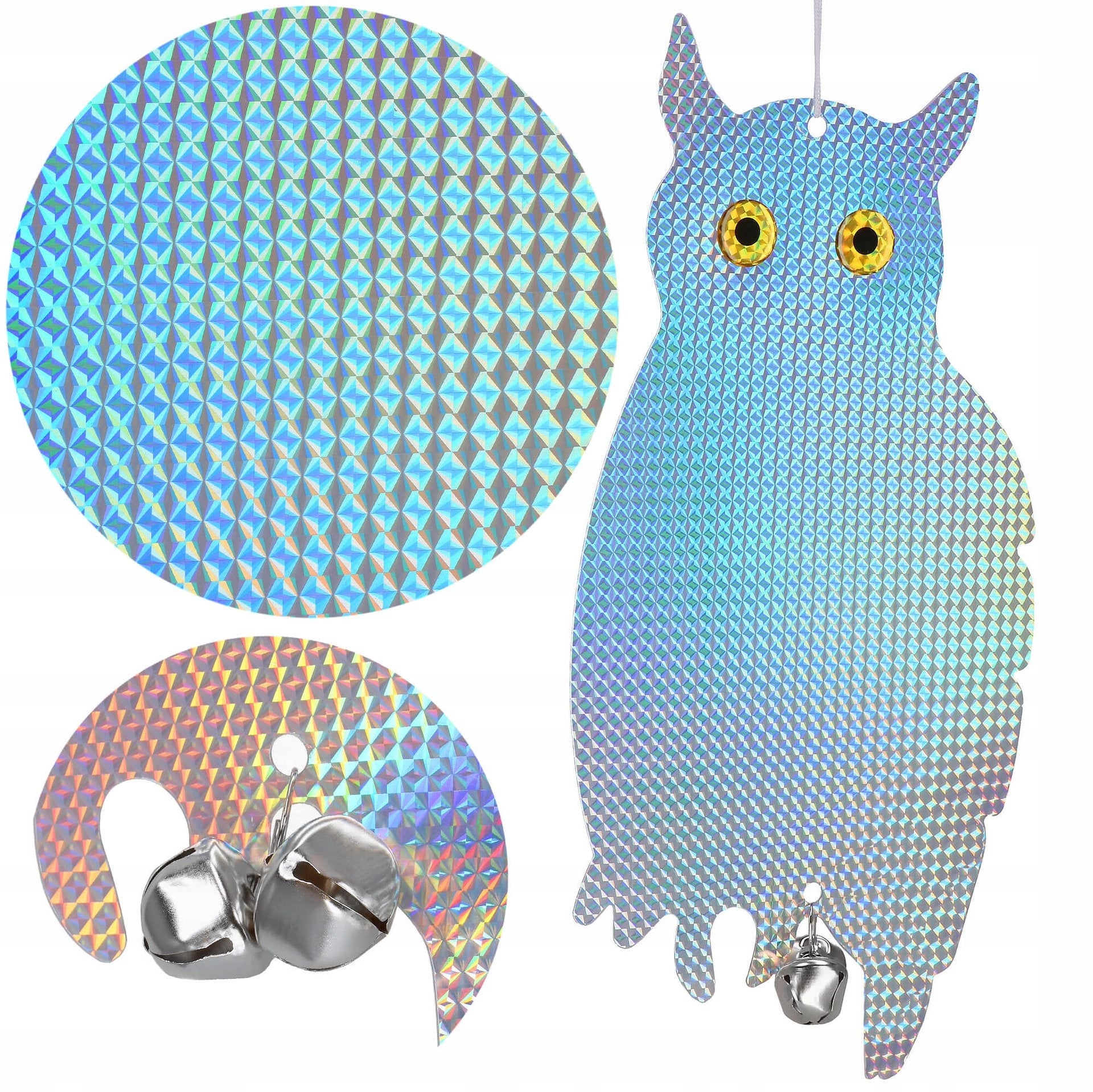 BIRD STARLING PIGEON REPELLENT REFLECTIVE OWL HANGING HOLOGRAM FOR BIRDS Packaging status original