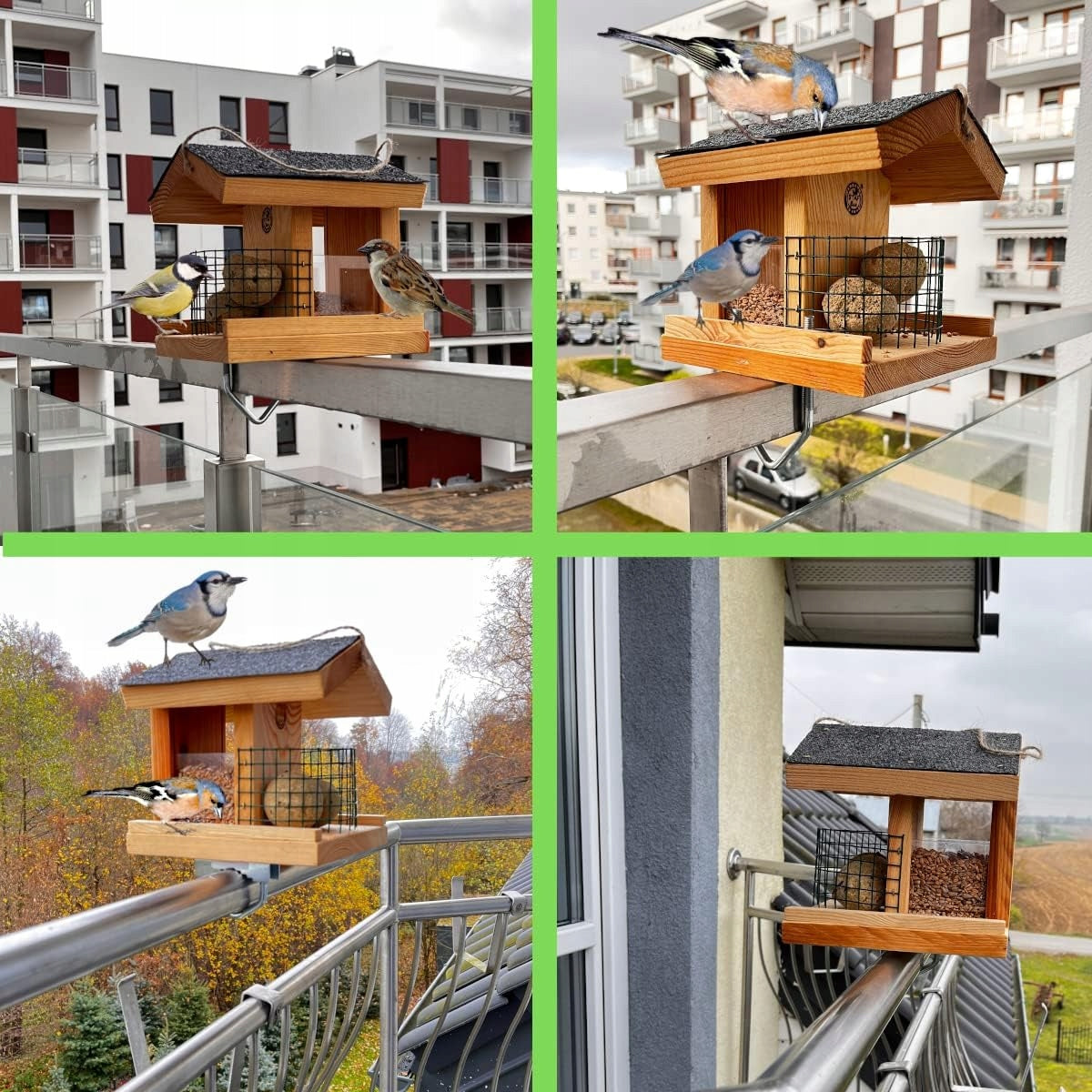 BIRDHOUSE BALCONY FEEDER LARGE WOODEN FOR WINTER FOR BARRIER 20 CM EAN (GTIN) 5903957724850