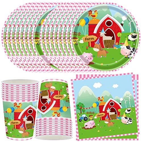 BIRTHDAY TABLEWARE PAPER ANIMALS FARM FOR CHILDREN 16 PEOPLE FOR BIRTHDAY Brand no brand