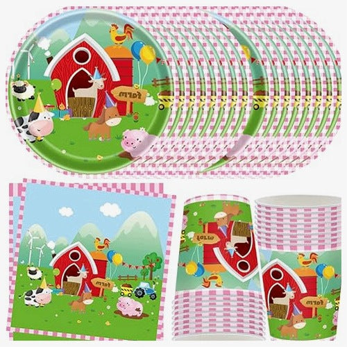 BIRTHDAY TABLEWARE PAPER ANIMALS FARM FOR CHILDREN 16 PEOPLE FOR BIRTHDAY