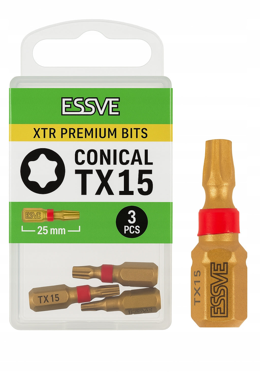 BITS ESSVE XTR TX15 25mm, short 3 pcs.