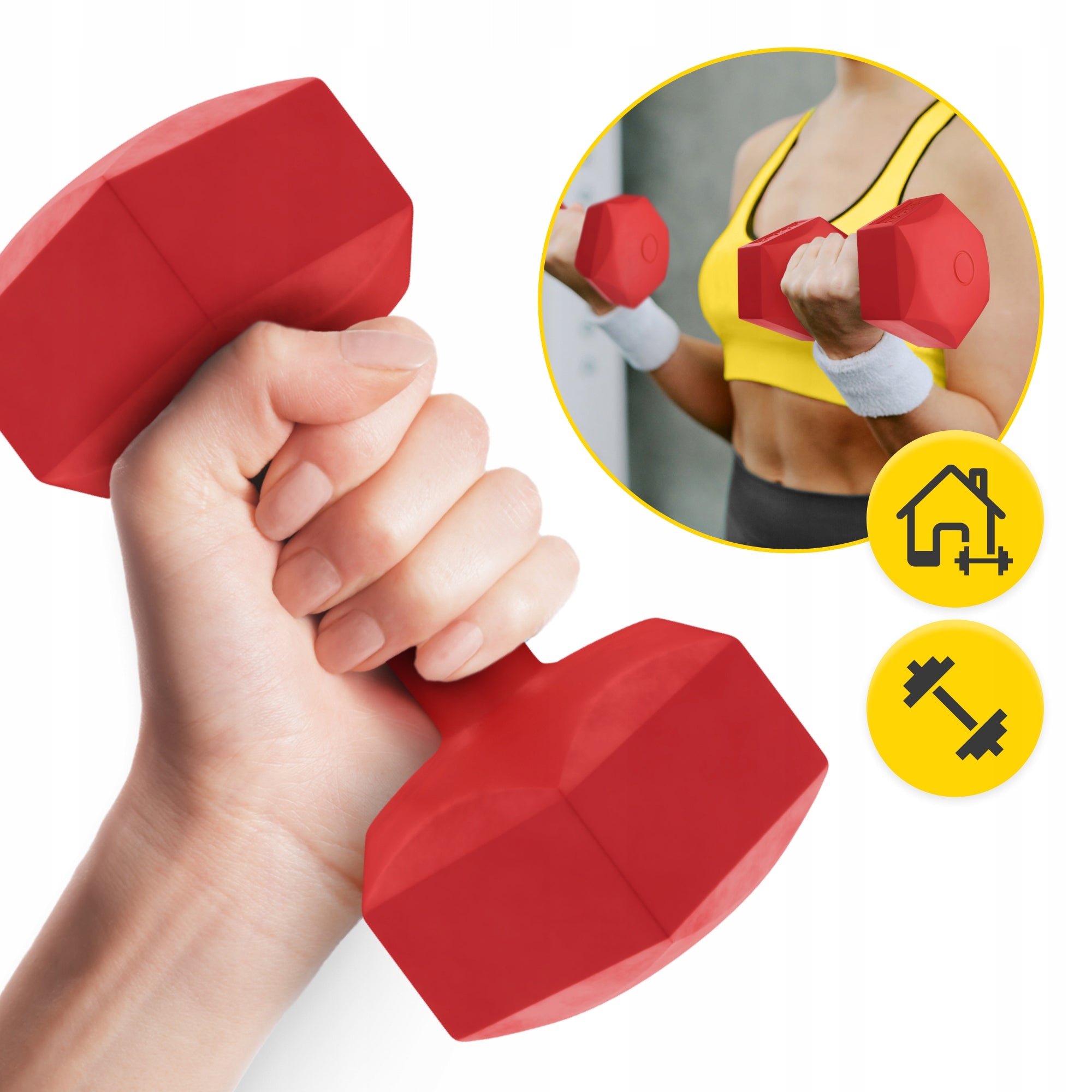 BITUMEN DUMBBELLS FITNESS EXERCISE SET GYM TRAINING 2x3kg Manufacturer code Ciężarki bitumiczne 4FIZJO 2x 3 kg
