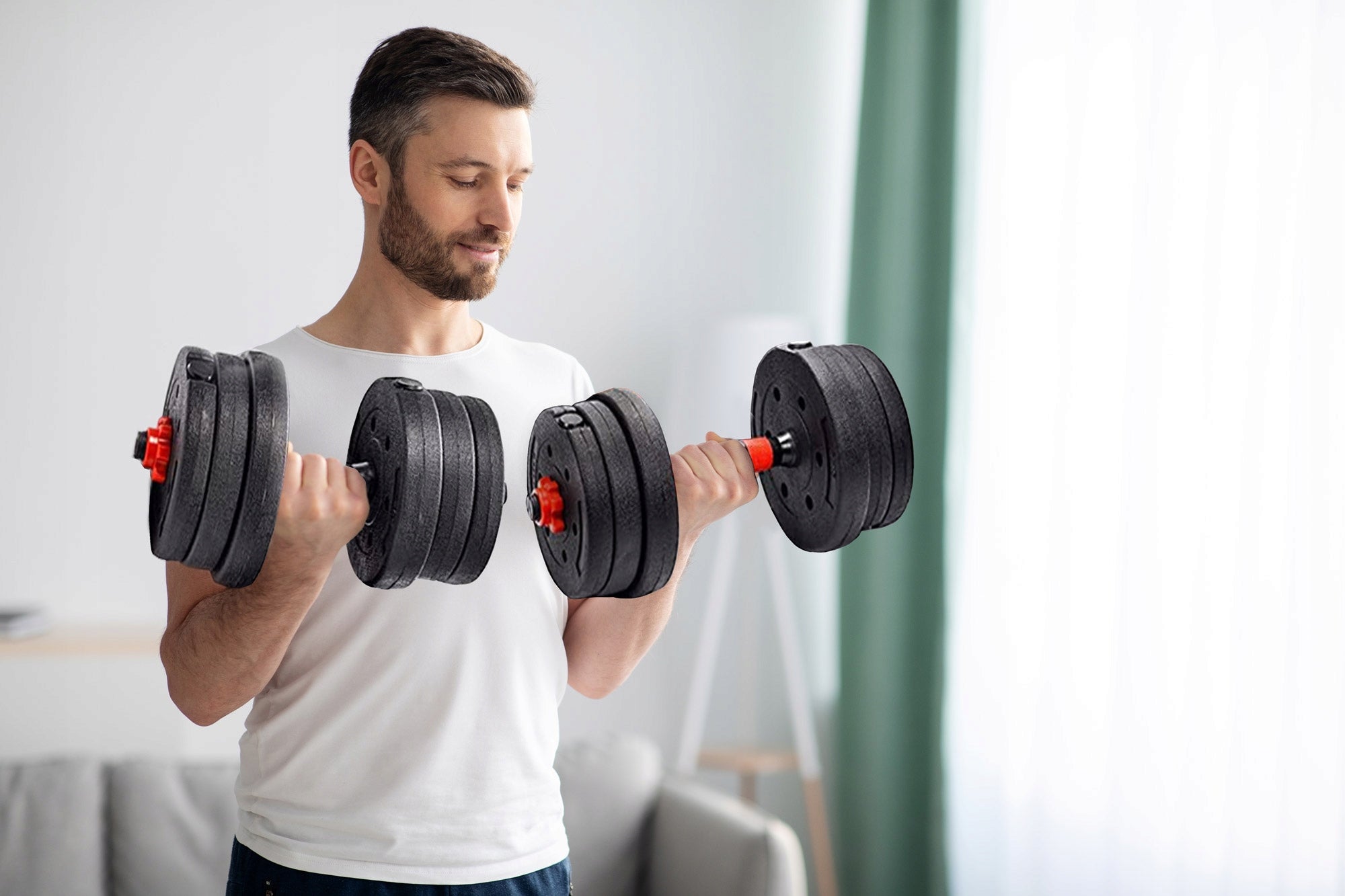 BITUMINOUS DUMBBELLS ADJUSTABLE 2 x 10 kg BARBELL WEIGHT DUMBBELLS SET Manufacturer code 5902340328415